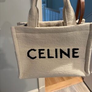 Celine Beige Canvas Tote with Black Accents